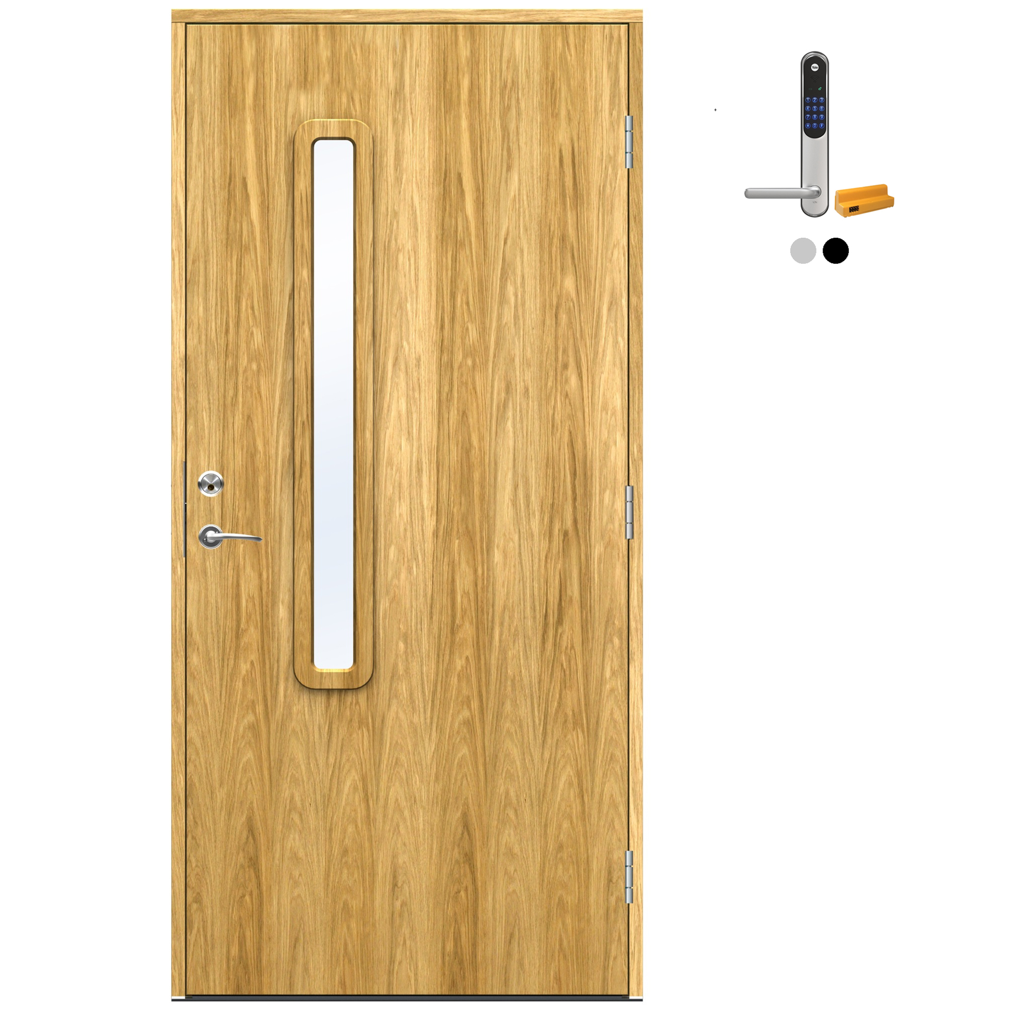Ytterdør Swedoor Advance-Line Nordic Ribe Eik med Yale Doorman Classic Home